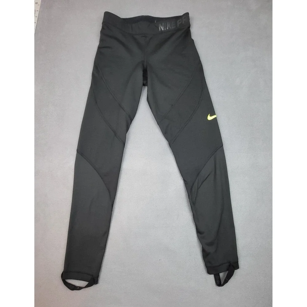 Nike‎ Pro Leggings Womens Small Black Stirrup Dri-FIT Training Pants Mid-Rise
